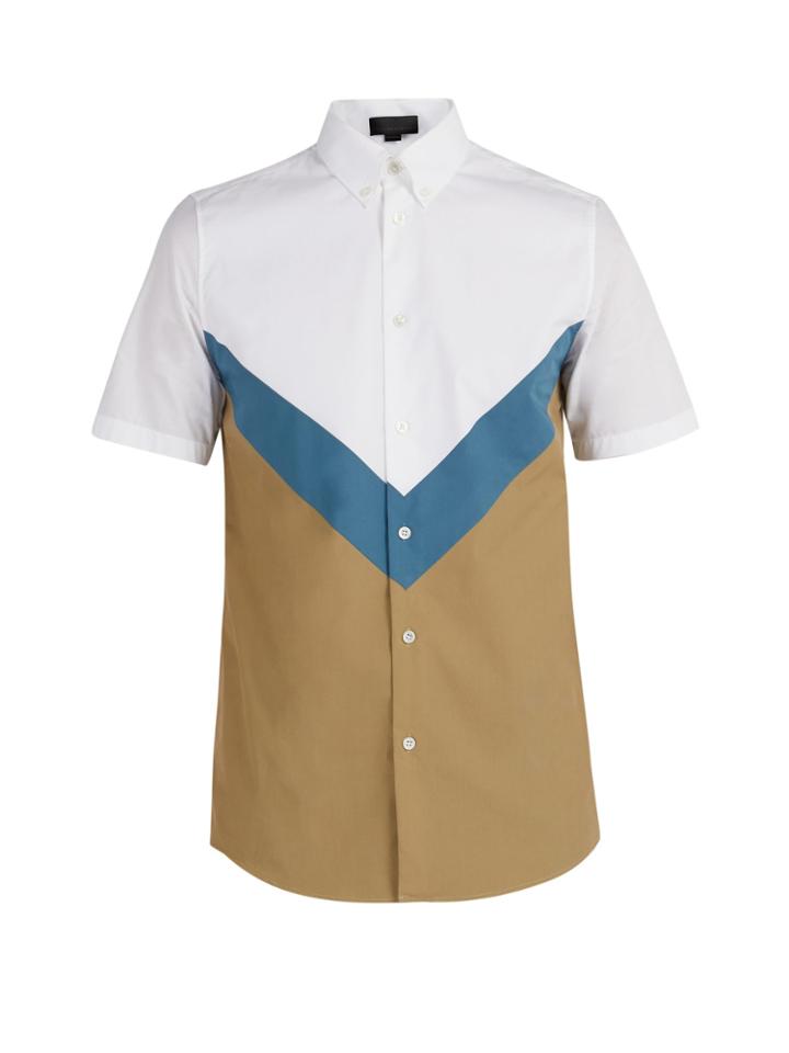 Stella Mccartney Chevron Short-sleeved Cotton Shirt