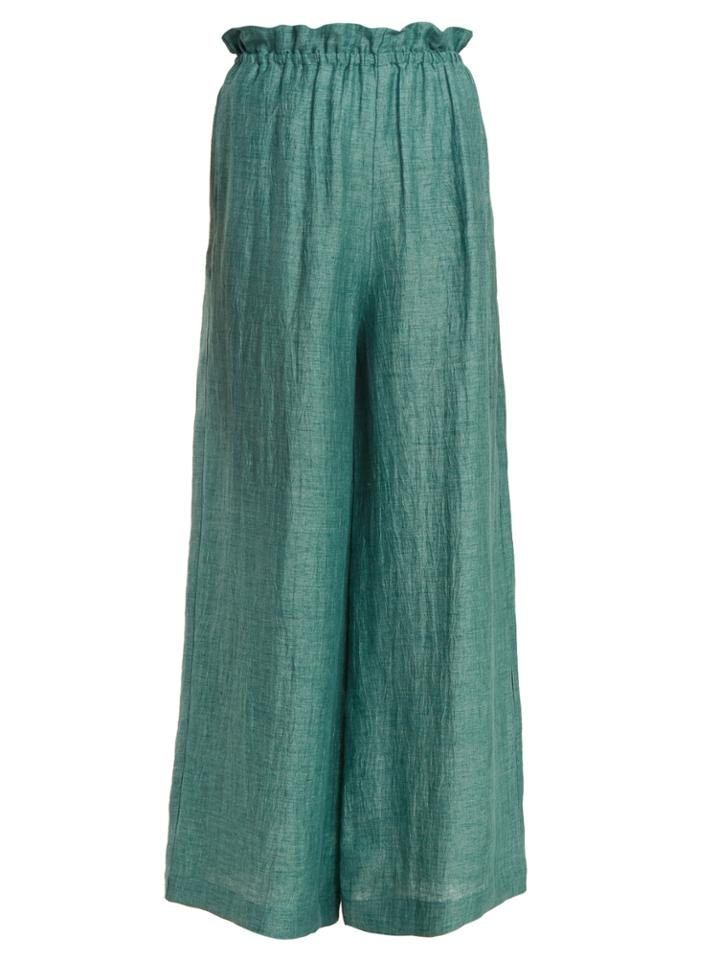 Masscob Elasticated-waist Wide-leg Linen-blend Trousers