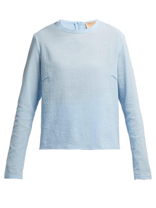 Matchesfashion.com Albus Lumen - Chico Slubbed Cotton Top - Womens - Light Blue