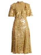 Temperley London Rider Fluted-sleeve Fil Coup Silk-blend Dress