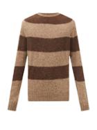 Ymc - Striped Brushed-wool Sweater - Mens - Brown Multi