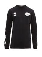 Matchesfashion.com Off-white - Card Print Long Sleeved Cotton T Shirt - Mens - Black Multi