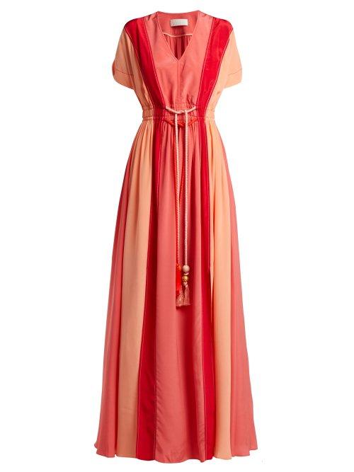 Matchesfashion.com Peter Pilotto - Panelled Silk Crepe De Chine Gown - Womens - Pink