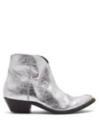 Matchesfashion.com Golden Goose Deluxe Brand - Young Distressed Leather Cowboy Ankle Boots - Womens - Silver Gold