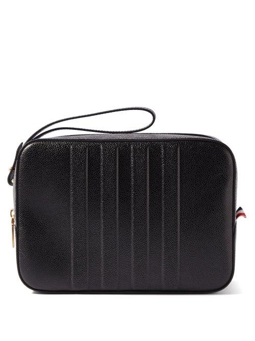 Thom Browne - Tricolour-trim Grained-leather Wash Bag - Mens - Black