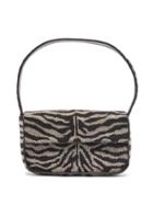 Staud - Tommy Zebra-beaded Leather Shoulder Bag - Womens - Black And White