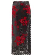 Matchesfashion.com Paco Rabanne - Flocked Chainmail And Lace Skirt - Womens - Black Red