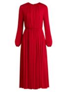 Valentino Long-sleeved Gathered Jersey Midi Dress