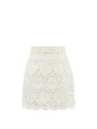 Dolce & Gabbana - High-rise Floral-lace Mini Skirt - Womens - White