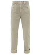 Matchesfashion.com Brunello Cucinelli - Faded Cotton Straight-leg Jeans - Womens - Light Green