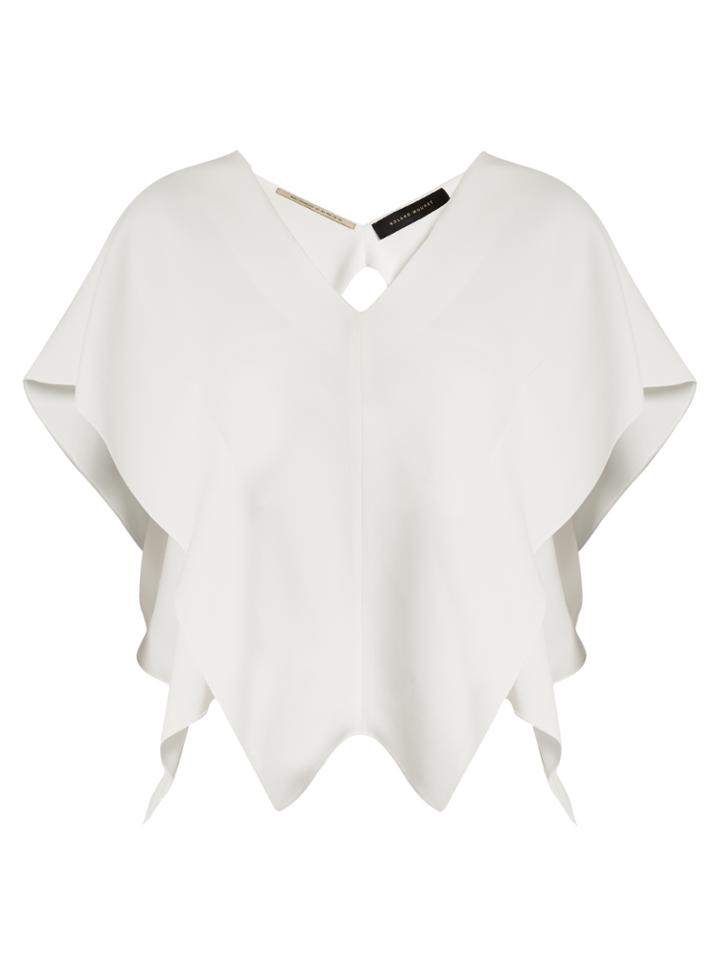 Roland Mouret Aspley V-neck Asymmetric-hem Cady Top