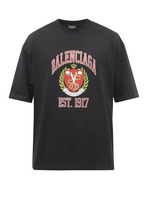 Balenciaga - Logo-print Cotton-jersey T-shirt - Mens - Black Red