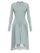 Matchesfashion.com Marine Serre - Crescent Moon Print Reflective Jersey Dress - Womens - Silver