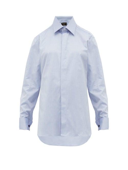 Matchesfashion.com Emma Willis - French Cuffed Cotton Oxford Shirt - Womens - Dark Blue
