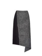 Balenciaga Staples Detail Wool-blend Midi Skirt