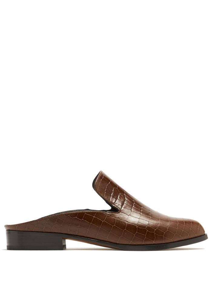 Clergerie Alice Crocodile-effect Leather Slip-on Loafers