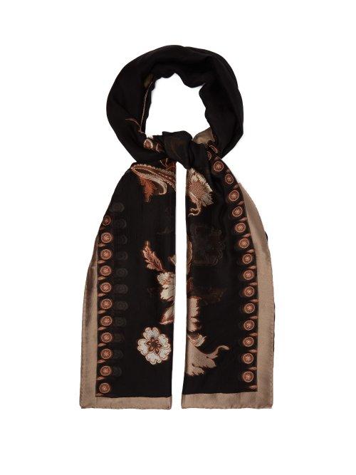 Matchesfashion.com Etro - Floral Jacquard Silk Blend Scarf - Womens - Black