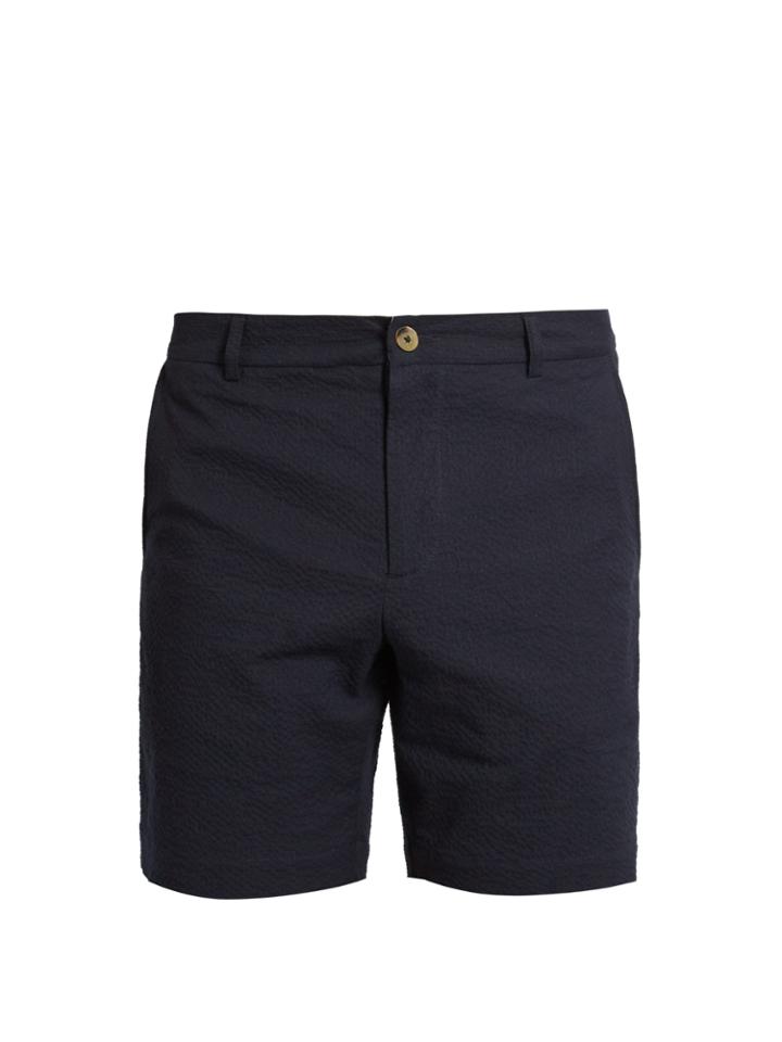 De Bonne Facture Slim-fit Cotton-blend Seersucker Shorts