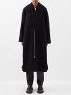 Ganni - Exaggerated-collar Wool-blend Boucl Coat - Womens - Black