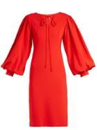 Matchesfashion.com Osman - Maxine Blouson Sleeve Crepe Dress - Womens - Red