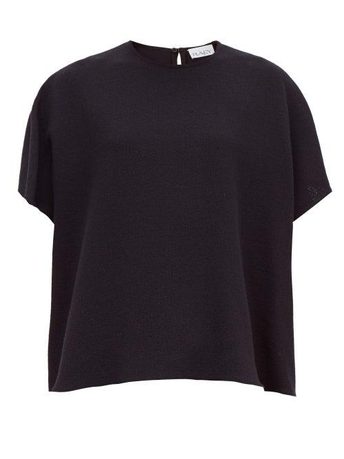 Matchesfashion.com Raey - Square Wool Crepe Top - Womens - Navy
