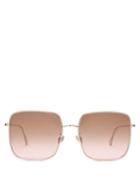 Matchesfashion.com Dior Eyewear - Diorbydior Chain Edge Square Metal Sunglasses - Womens - Pink Multi