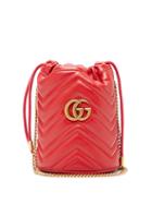 Matchesfashion.com Gucci - Gg Marmont Leather Bucket Bag - Womens - Red