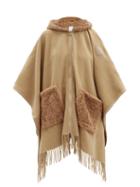Matchesfashion.com Moncler - Fleece-trimmed Zipped Wool Poncho - Womens - Beige
