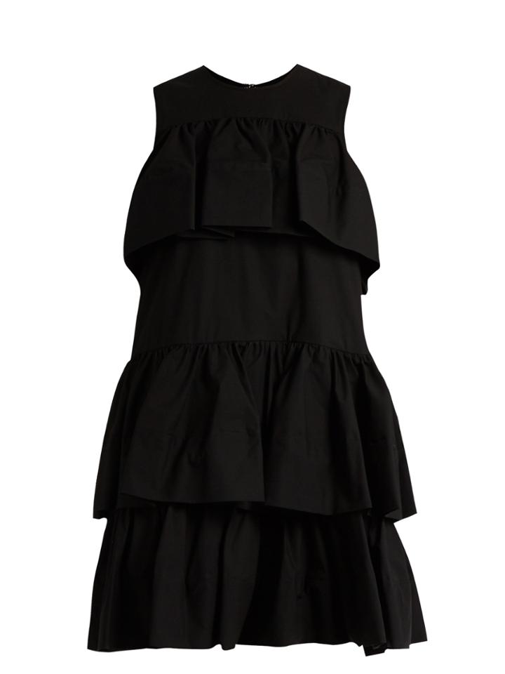 Msgm Tiered-ruffle Cotton-poplin Dress