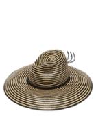 Matchesfashion.com Saint Laurent - Leather-trimmed Striped Straw Panama Hat - Mens - Beige
