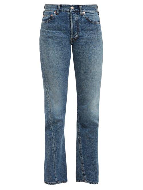 Matchesfashion.com Balenciaga - Twisted High Rise Straight Leg Jeans - Womens - Light Blue
