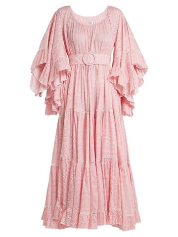 Gül Hürgel Chevron-print Ruffle-sleeves Dress