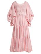Gül Hürgel Chevron-print Ruffle-sleeves Dress