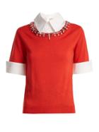 Matchesfashion.com Mary Katrantzou - Ella Crystal Embellished Wool Sweater - Womens - Orange White