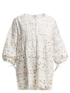 Matchesfashion.com Juliet Dunn - Leaf Embellished Cotton Blouse - Womens - White Multi