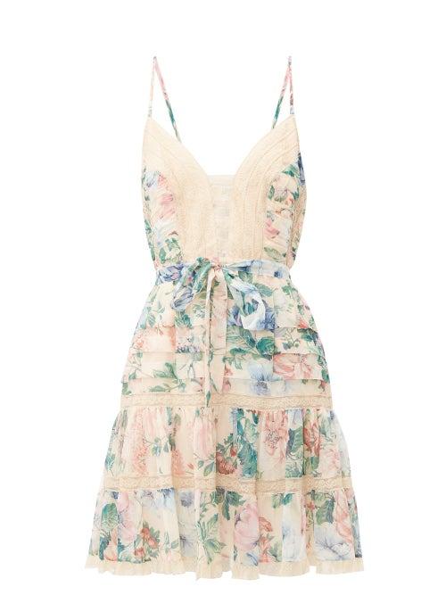 Matchesfashion.com Zimmermann - Verity Floral Print Cotton Blend Mini Dress - Womens - Multi