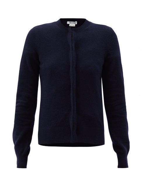 Matchesfashion.com Comme Des Garons Comme Des Garons - Concealed-placket Wool Cardigan - Womens - Navy
