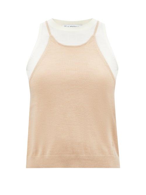 Jw Anderson - Layered Merino Tank Top - Womens - Beige Multi