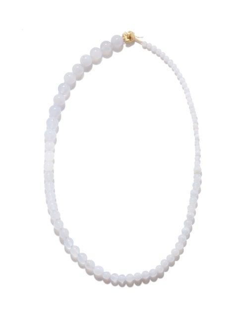 Completedworks - Agate & 14kt Gold-plated Beaded Necklace - Mens - Blue