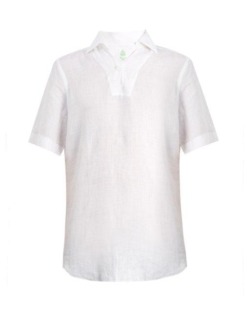Matchesfashion.com Finamore 1925 - Palma Spread Collar Linen Shirt - Mens - White