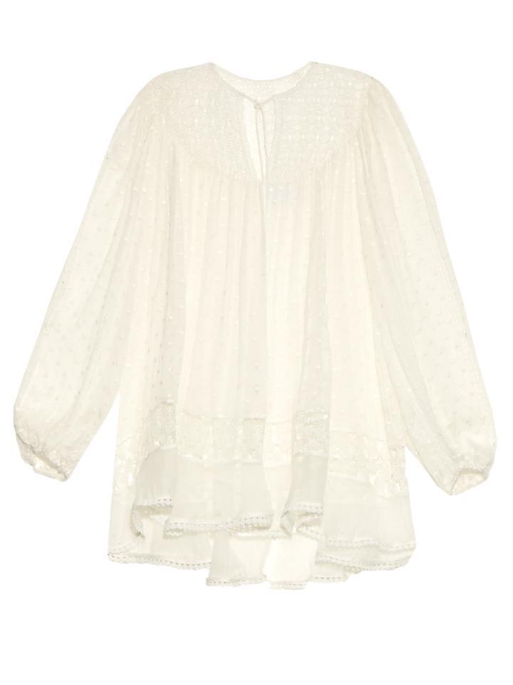 Zimmermann Belle Web Swiss-dot And Lace Silk Top
