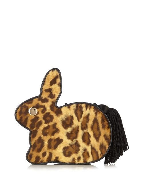 Hillier Bartley Bunny Leopard-print And Leather Clutch