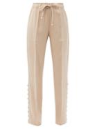 Matchesfashion.com Altuzarra - Catkin Buttoned Linen-blend Straight-leg Trousers - Womens - Beige