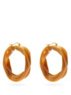Matchesfashion.com Jil Sander - Sculpted-resin Hoop Earrings - Womens - Light Brown