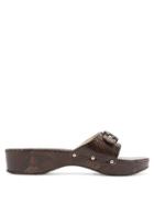 Matchesfashion.com Staud - Erin Python Effect Leather Slides - Womens - Dark Brown