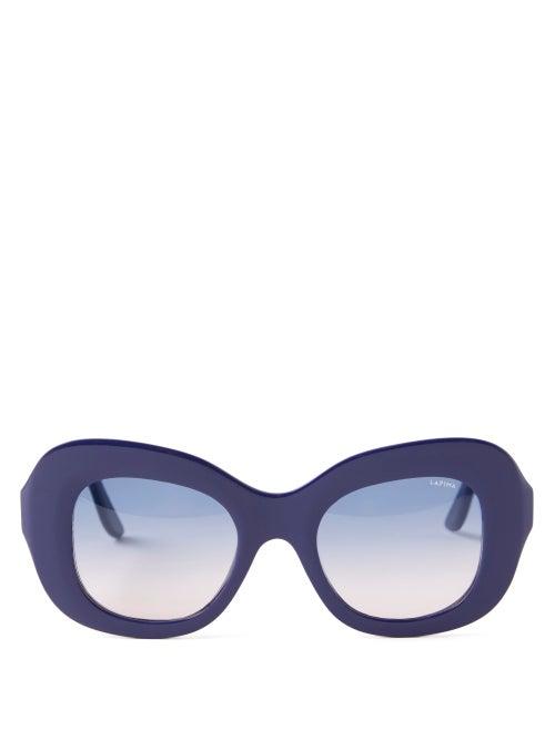 Lapima - Mafalda Oversized Square Acetate Sunglasses - Womens - Blue