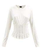 Tom Ford - Corset-panelled Silk-jersey Top - Womens - White