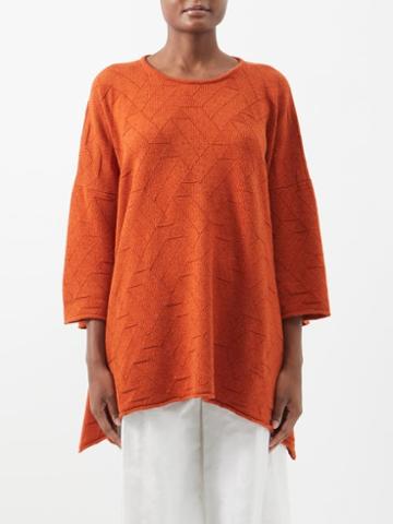 Eskandar - Geometric-jacquard Cashmere Sweater - Womens - Orange