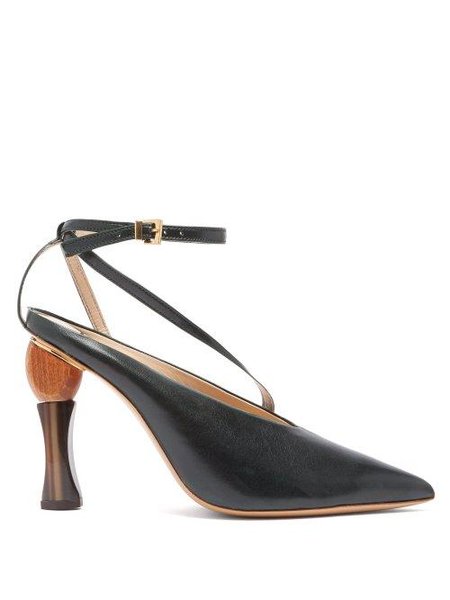 Matchesfashion.com Jacquemus - Faya Sculptural Heel Leather Pumps - Womens - Green