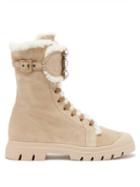 Roger Vivier - Walky Viv Crystal-buckle Suede Ankle Boots - Womens - Beige